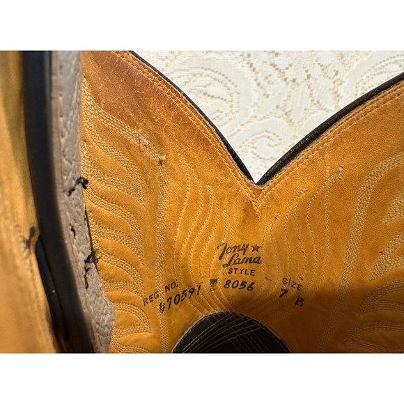 Vintage Black Label Tony Lama Cowboy Boots size 7 B women’s size 8 1/2 - Picture 8 of 10